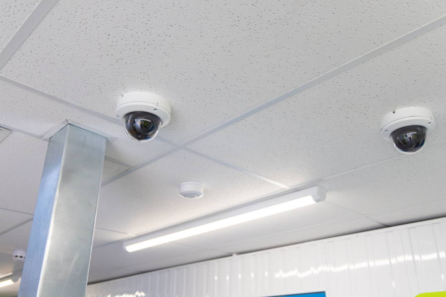 CCTV on ceiling in self storage unit