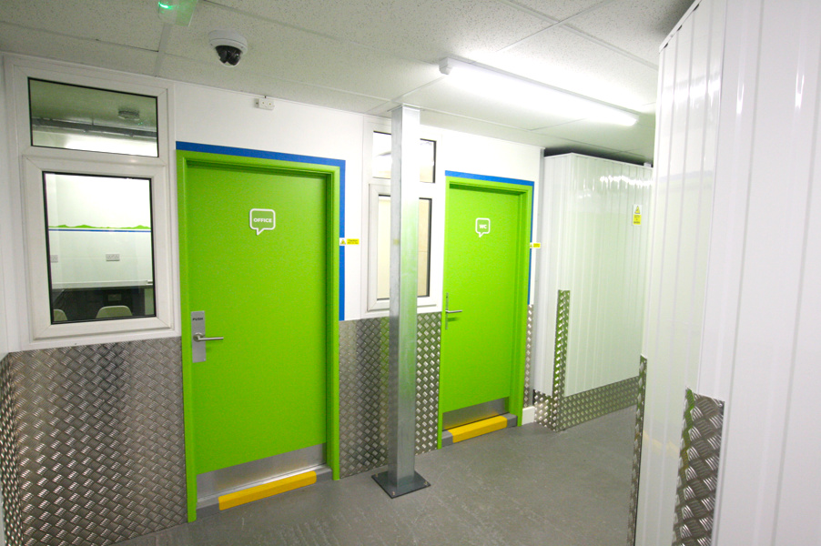 Doors to office and WC in storage unit
